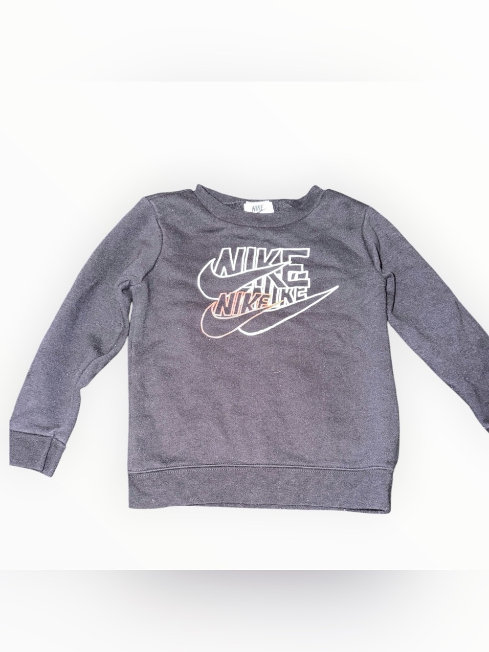 Nike Kids Charcoal Crewneck Sweatshirt with Multi-Logo Graphic 3T